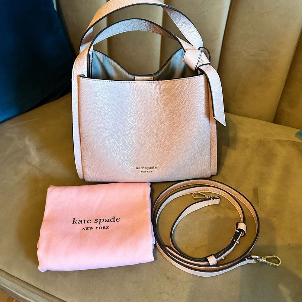 ♠️ Like New Kate Spade Retail Pink Medium Knott Leather Crossbody Tote